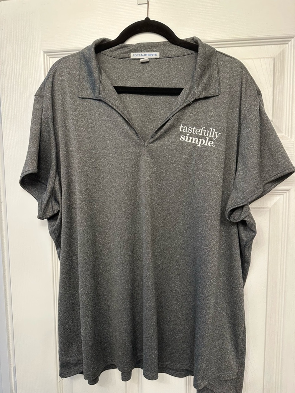 Port Authority Gray Short Sleeve Polo with 'tastefully simple.' Logo